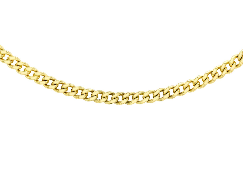 9K Yellow Gold Solid Cut Curb Chain 50cm