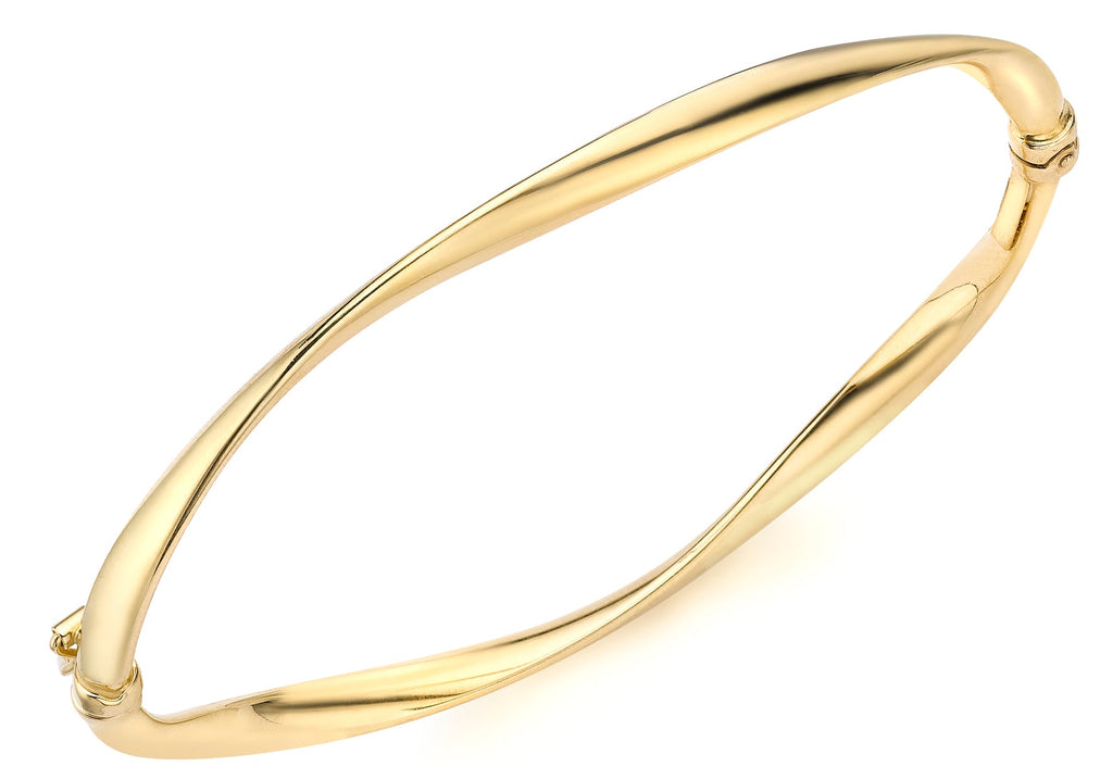 9K Yellow Gold Organic Twist Bangle 60mm