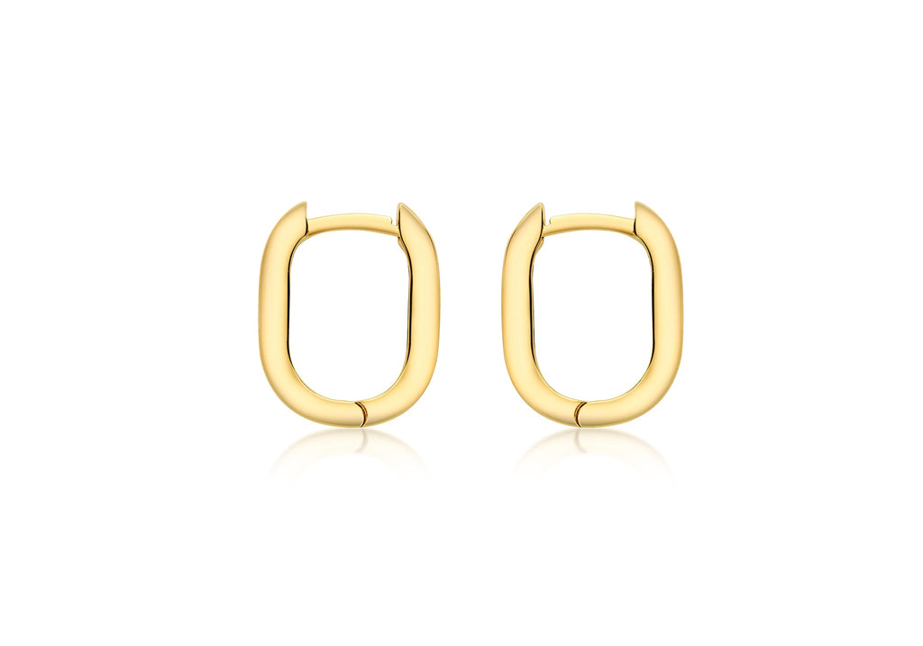 9K Yellow Gold Small Rectangle Creole Earrings 13.5mm