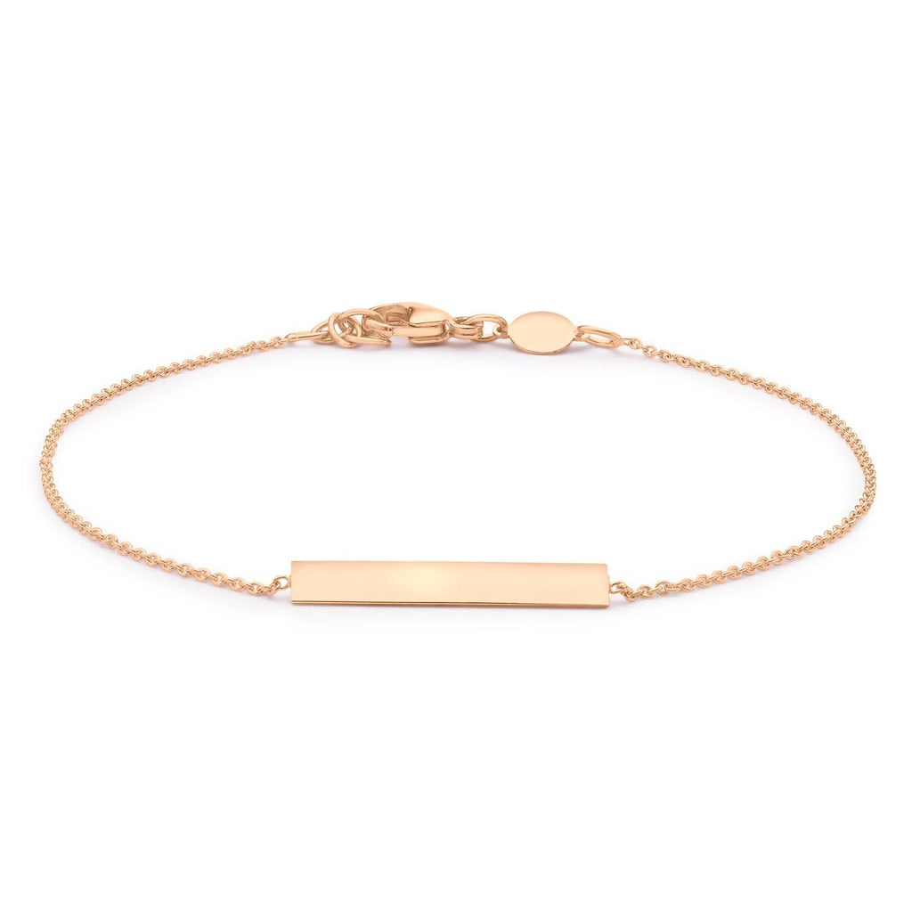 9ct Rose Gold 3mm x 20mm Horizontal-Bar Adjustable Bracelet 18cm-19cm - Regarde Jewellers