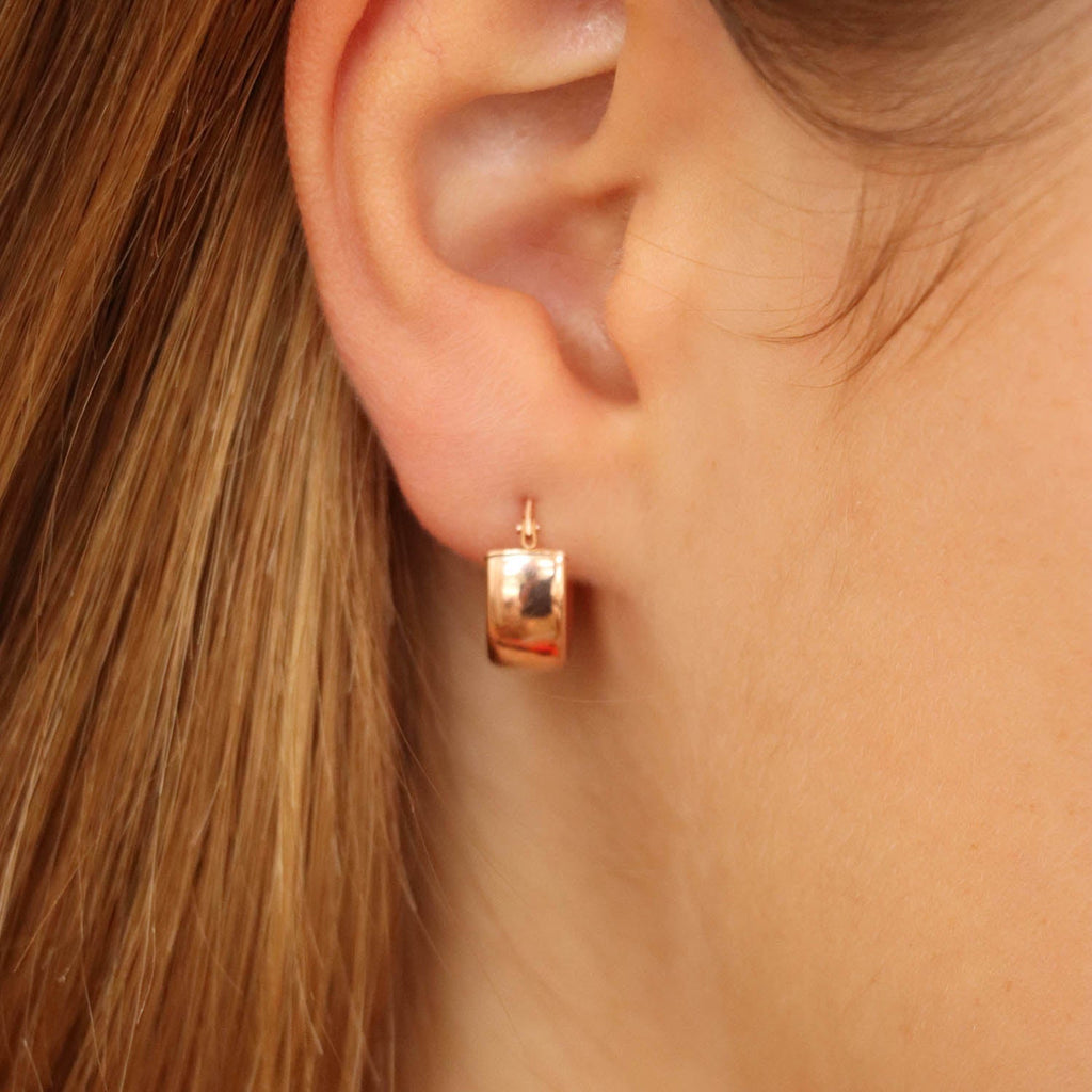 9ct Rose Gold 6mm Band 14mm Creole Earrings - Regarde Jewellers