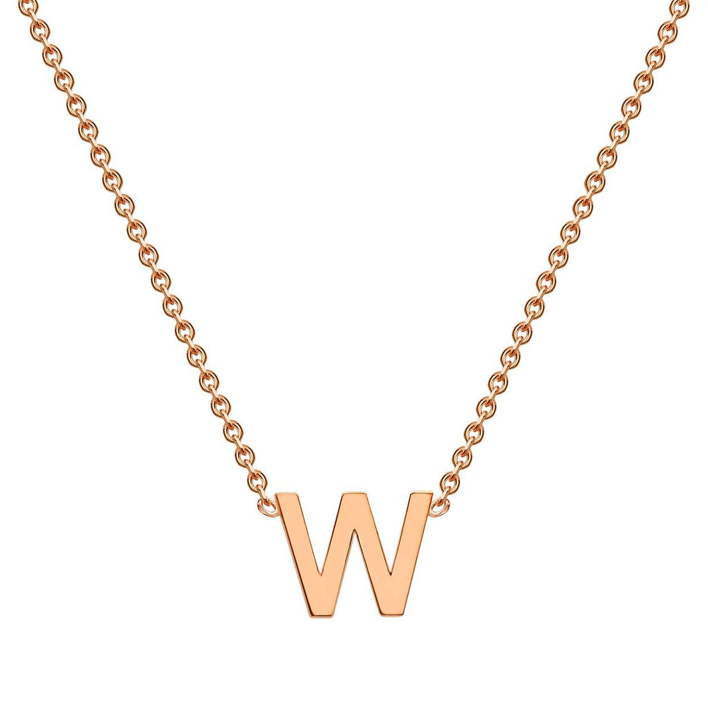 9ct Rose Gold 'W' Initial Adjustable Letter Necklace 38/43cm - Regarde Jewellers