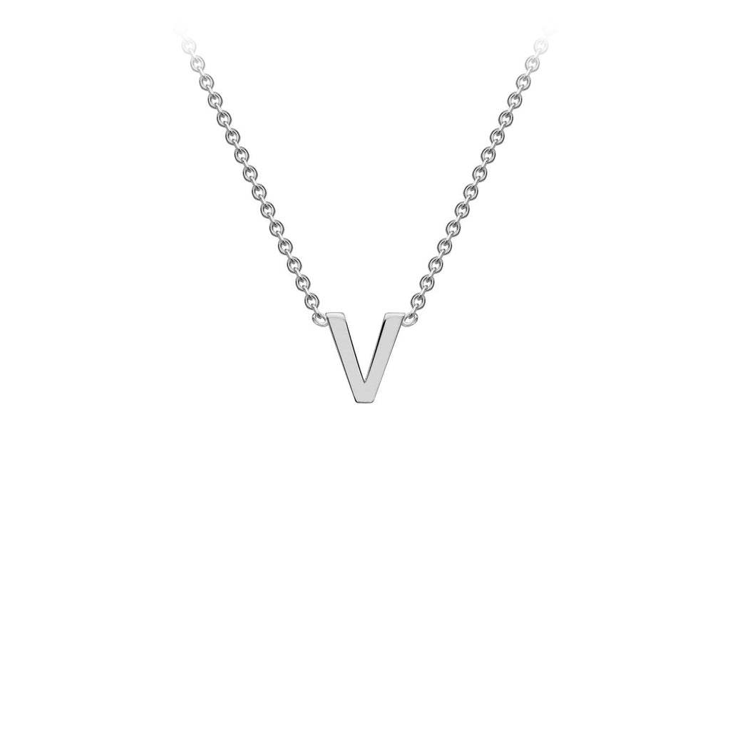 9K White Gold 'V' Initial Adjustable Necklace 38cm/43cm  Australia