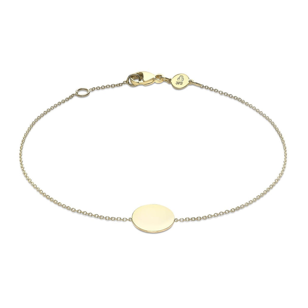 9K Yellow Gold 10mm Disc Adjustable Bracelet 18cm-19cm