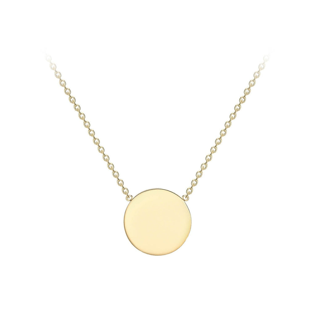 9K Yellow Gold 10mm Disc Adjustable Necklace 41cm-43cm