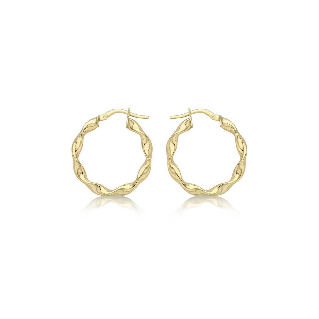 9K Yellow Gold 22.5mm Twist Hoop Creole Earrings