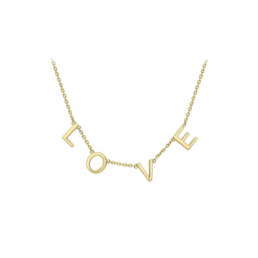 9ct Yellow Gold 5mm 'Love' Adjustable Necklace 38cm-43cm - Regarde Jewellers