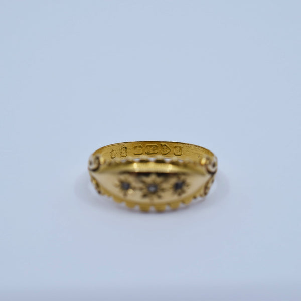 Victorian 18ct Gold Old Cut Diamond Gypsy Ring Regarde Jewellers