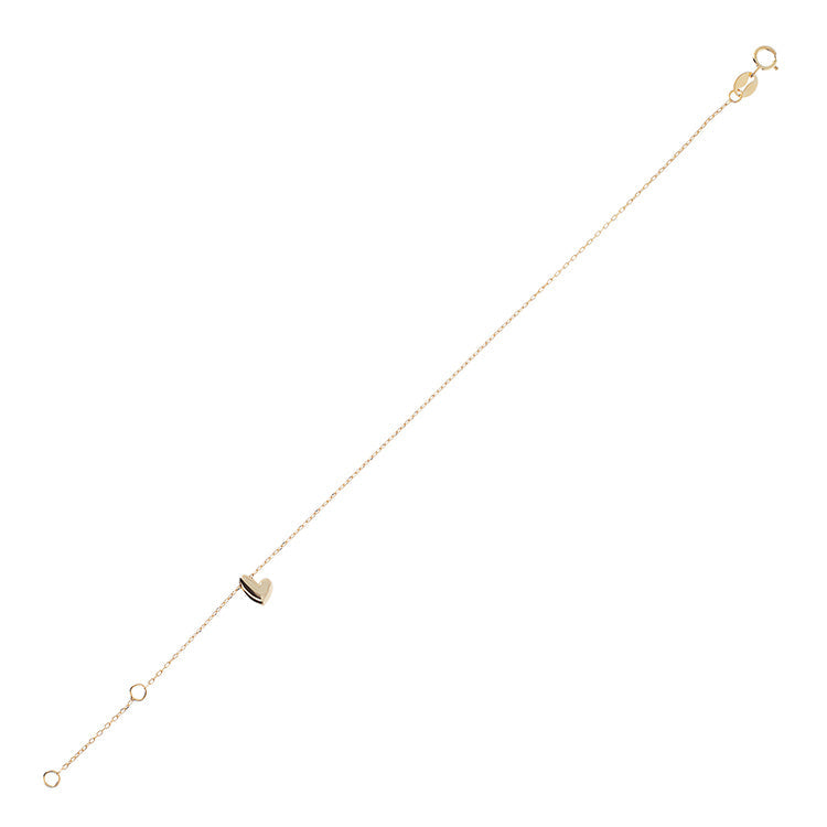 9K Yellow Gold Drop Heart Necklace 19cm