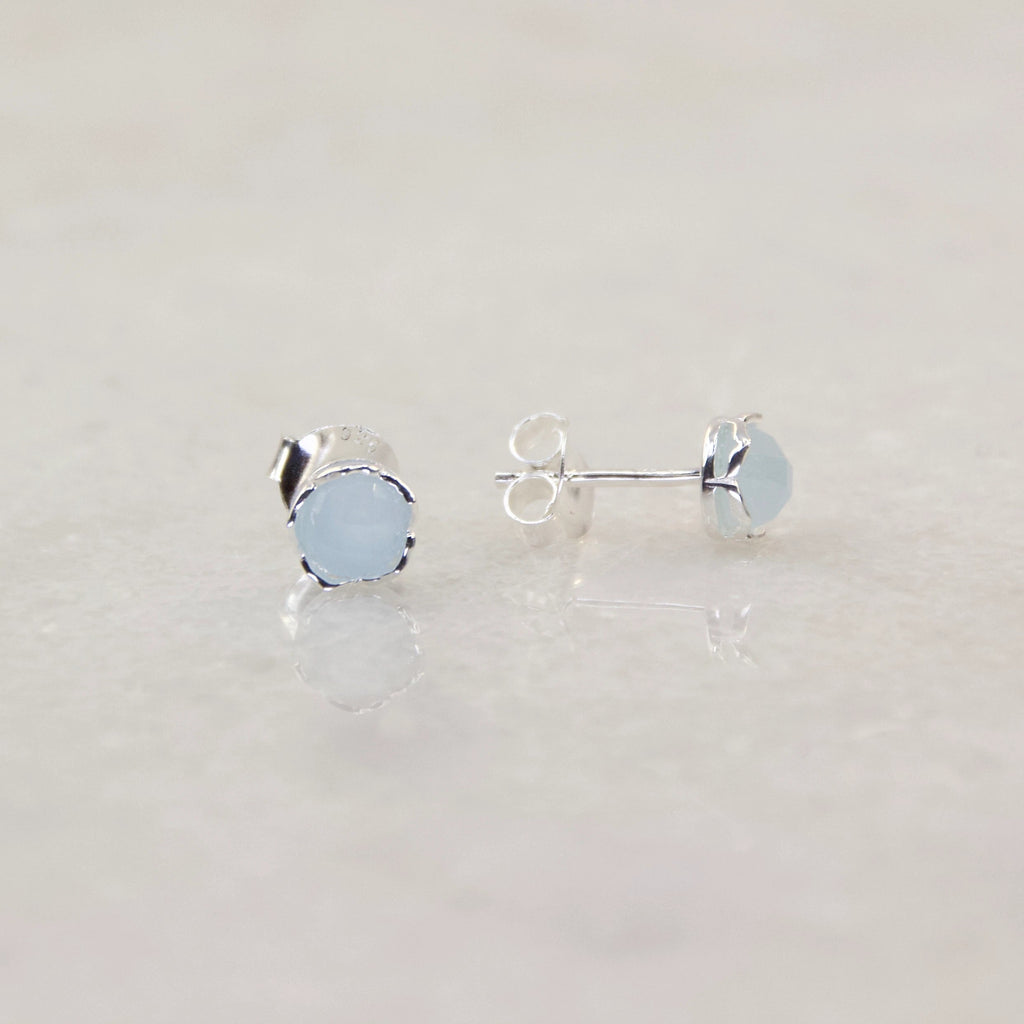 Fine Treasures Aqua Chalcedony Stud Earring - Regarde Jewellers