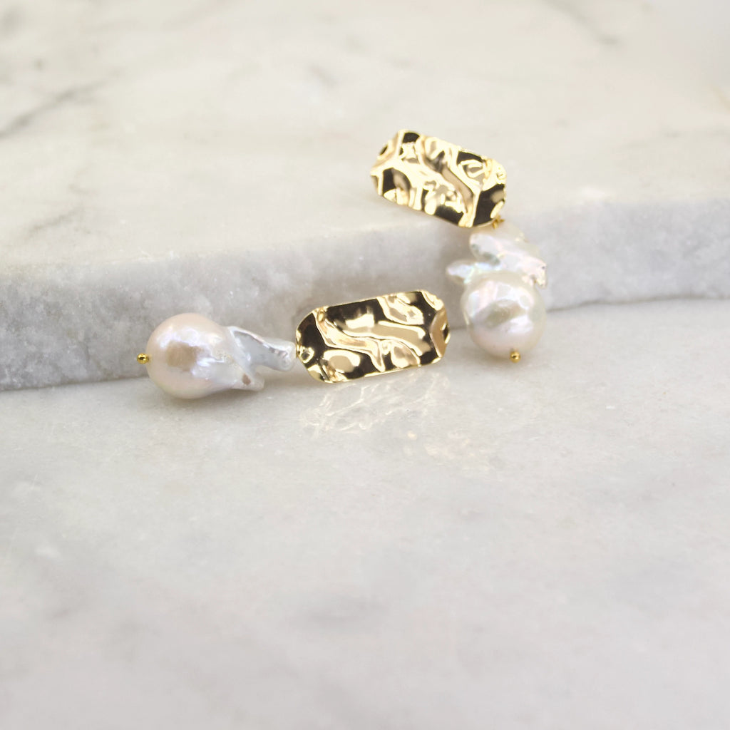 Empress of the Pearl Hammered Earrings - Regarde Jewellers