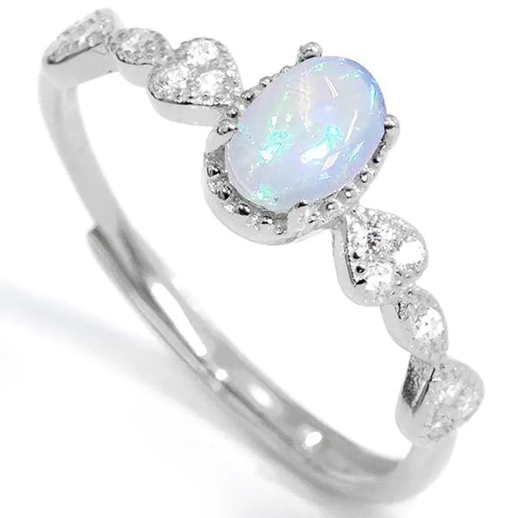 Oval Fire Opal & White Sapphire Ring - Regarde Jewellers