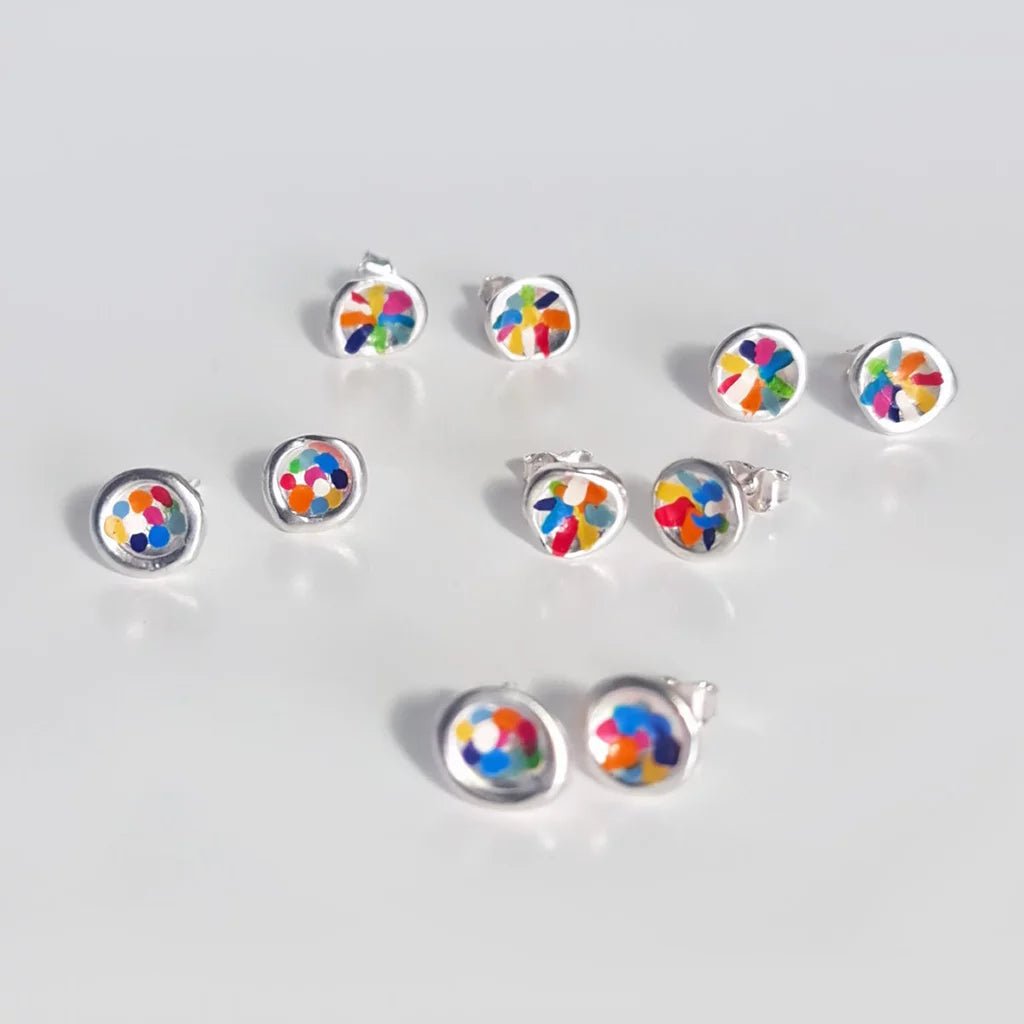 Rainbow Colour Dot Stud Earrings - Regarde Jewellers