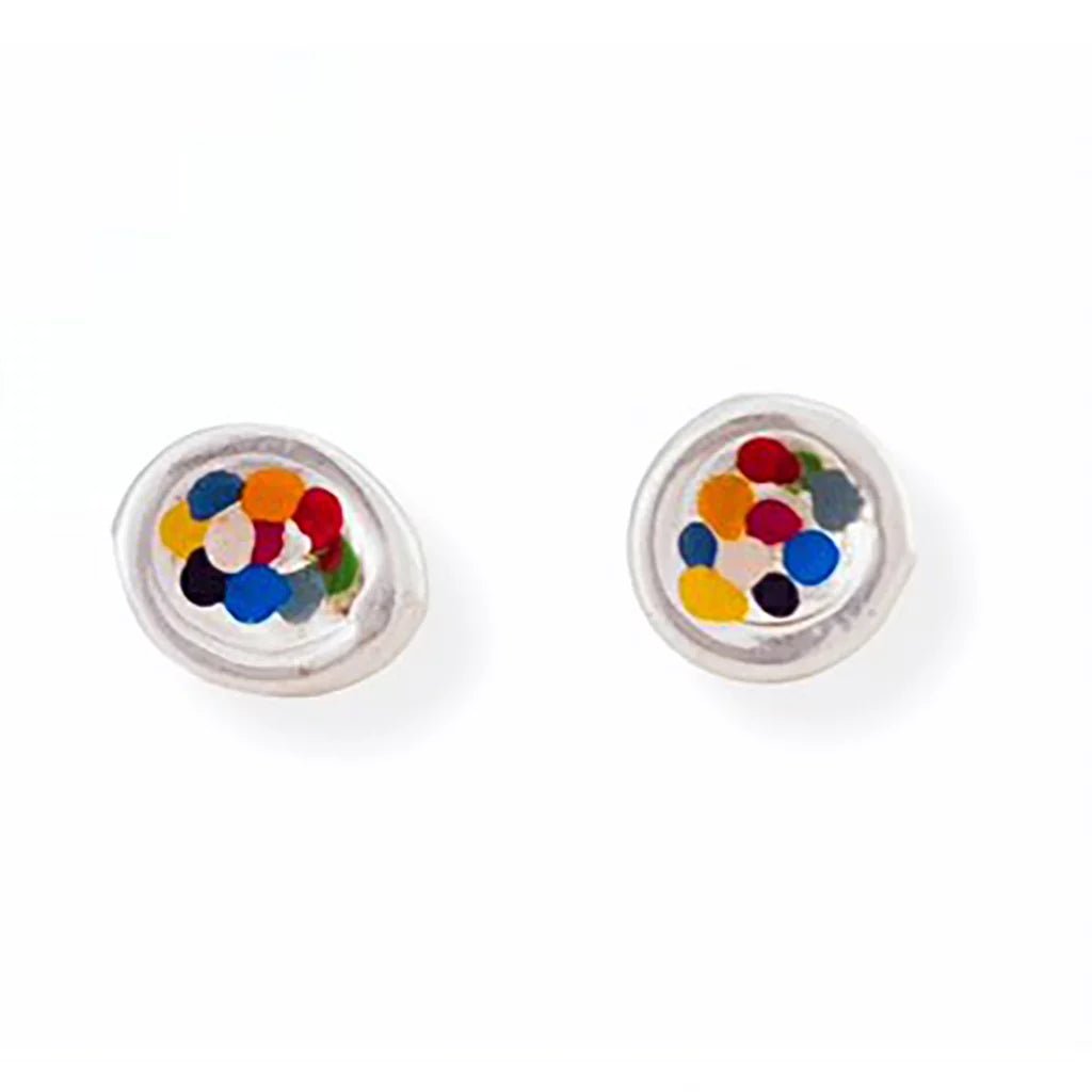 Rainbow Colour Dot Stud Earrings - Regarde Jewellers